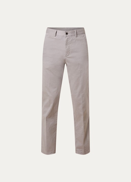 Oscar Jacobson Danik straight fit chino met steekzakken - voorkant 4 donkerbeige