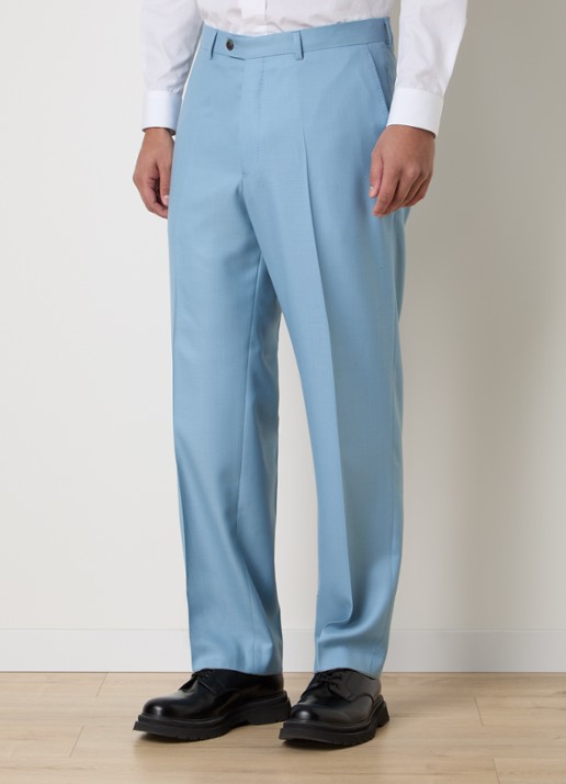 Oscar Jacobson Del straight fit pantalon van wol met steekzakken