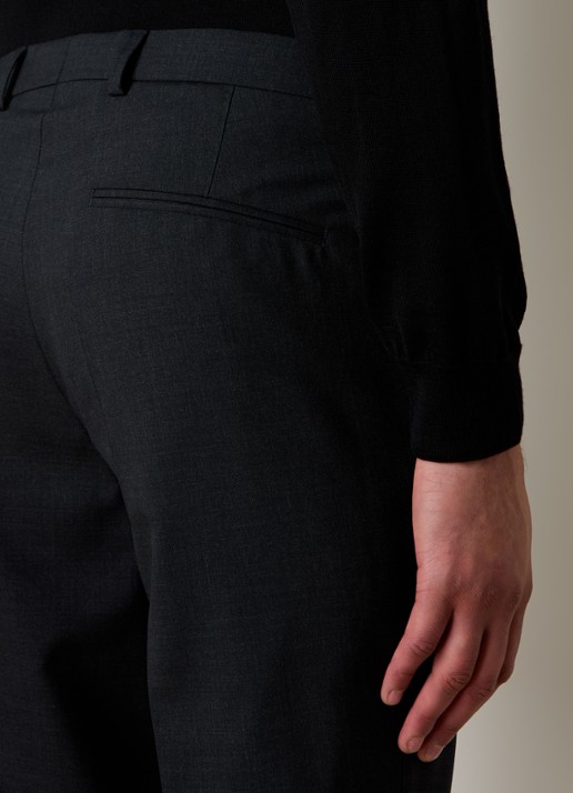 Oscar Jacobson Denz slim fit pantalon van wol met steekzakken - detail 4 donkergrijs
