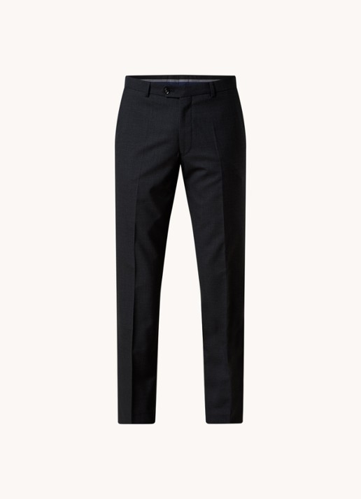 Oscar Jacobson Denz slim fit pantalon van wol met steekzakken - voorkant 6 donkergrijs