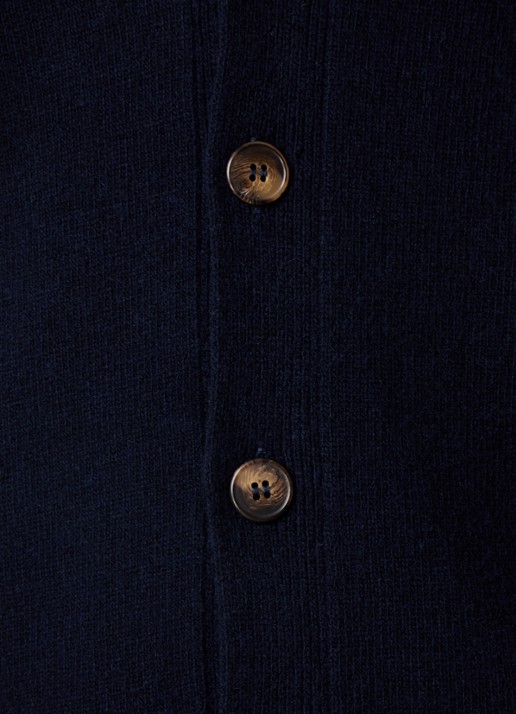 Oscar Jacobson Eduardo fijngebreid vest in wolblend met V-hals - detail 5 donkerblauw