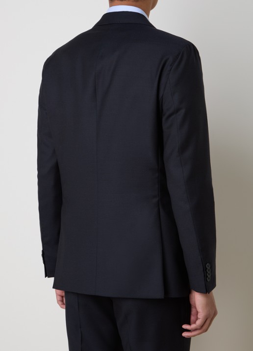 Oscar Jacobson Faron regular fit colbert van wol met klepzakken - achterkant donkerblauw