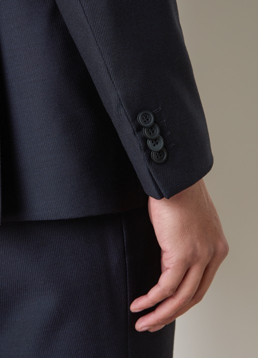 Oscar Jacobson Faron regular fit colbert van wol met klepzakken - detail 6 donkerblauw