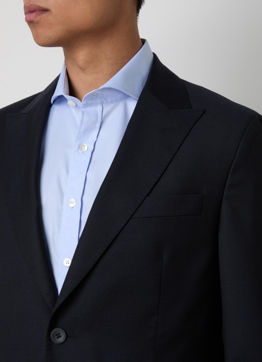 Oscar Jacobson Faron regular fit colbert van wol met klepzakken - detail 7 donkerblauw