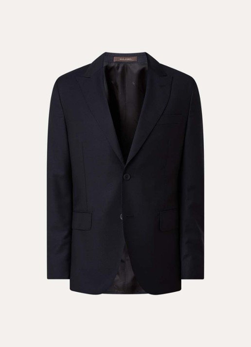 Oscar Jacobson Faron regular fit colbert van wol met klepzakken - voorkant 2 donkerblauw