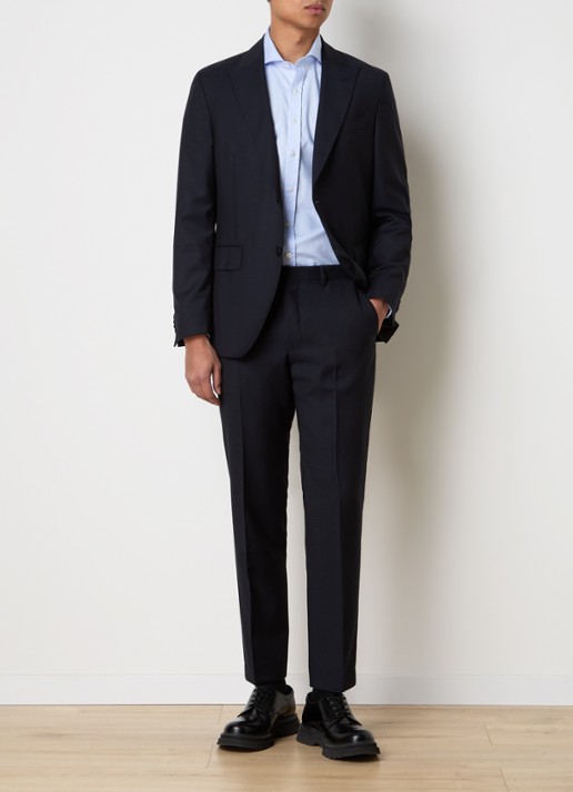 Oscar Jacobson Faron regular fit colbert van wol met klepzakken - voorkant 3 donkerblauw