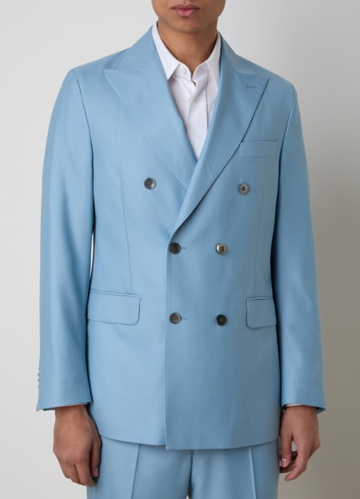 Oscar Jacobson Farris regular fit double-breasted colbert van wol met klepzakken