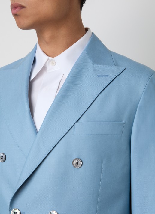 Oscar Jacobson Farris regular fit double-breasted colbert van wol met klepzakken - detail 4 lichtblauw