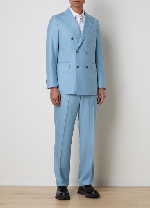 Oscar Jacobson Farris regular fit double-breasted colbert van wol met klepzakken - voorkant 7 lichtblauw
