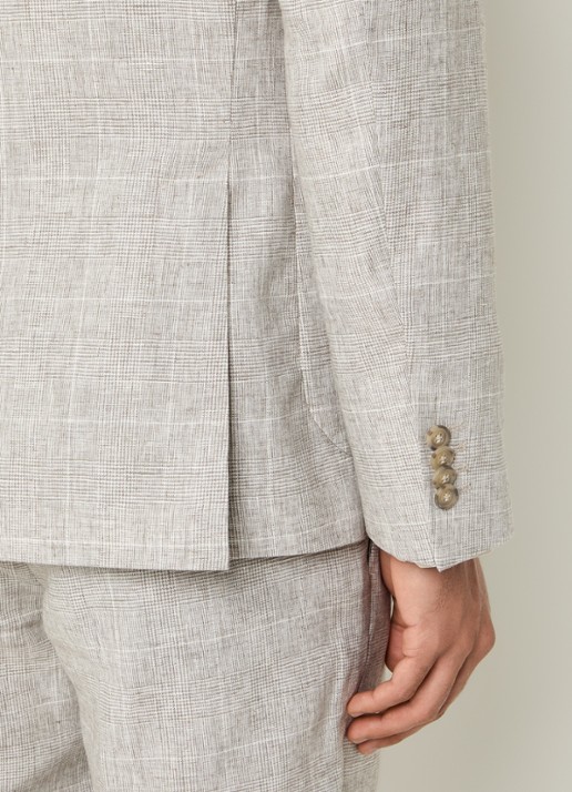 Oscar Jacobson Ferry colbert met ruitdessin en opgestikte zakken  - detail 6 beige