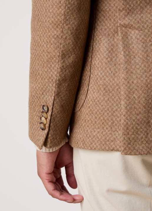 Oscar Jacobson Ferry regular fit colbert in wolblend met gemêleerd dessin - detail 6 beige