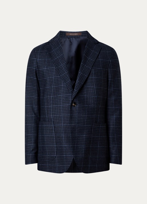 Oscar Jacobson Ferry regular fit colbert in wolblend met gemêleerd dessin - voorkant 2 donkerblauw
