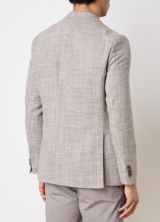 Oscar Jacobson Fogerty regular fit colbert met klepzakken - achterkant donkerbeige