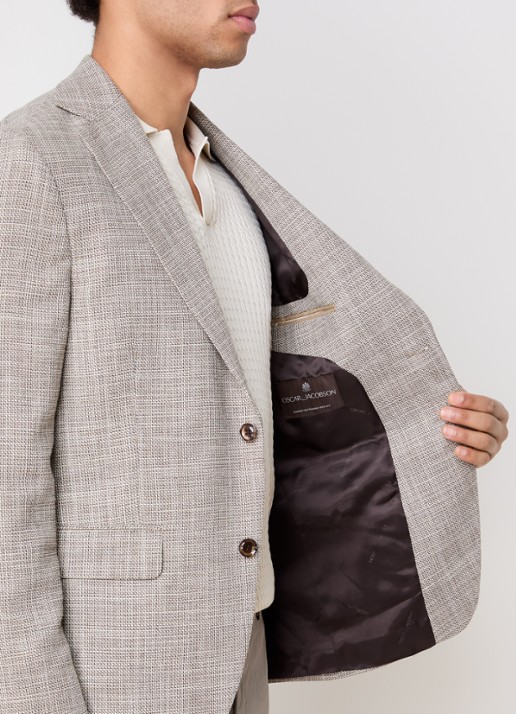 Oscar Jacobson Fogerty regular fit colbert met klepzakken - detail 3 donkerbeige