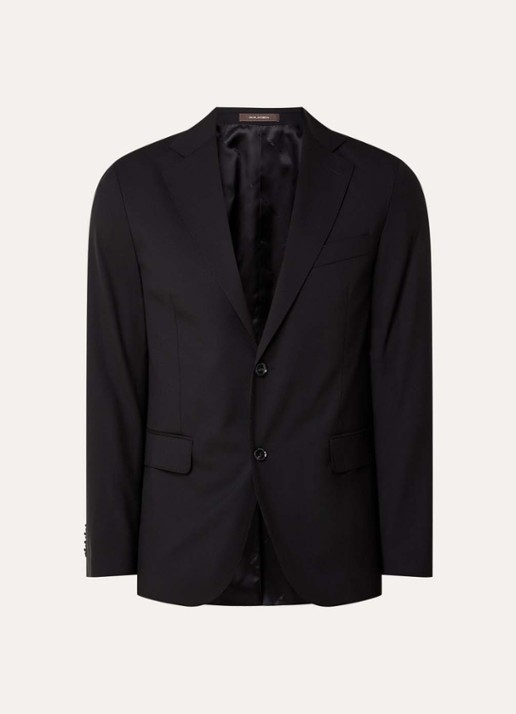 Oscar Jacobson Fogerty regular fit colbert met klepzakken - voorkant 7 zwart