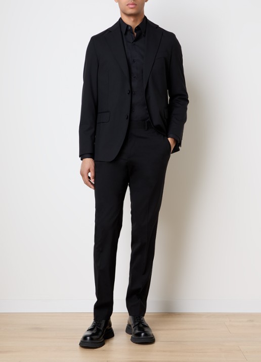 Oscar Jacobson Fogerty regular fit colbert met klepzakken - voorkant 8 zwart