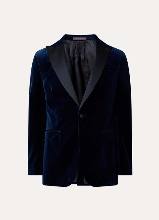 Oscar Jacobson Frampton regular fit colbert in wolblend met klepzakken - voorkant 7 donkerblauw