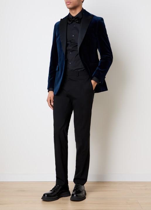 Oscar Jacobson Frampton regular fit colbert in wolblend met klepzakken - voorkant 8 donkerblauw