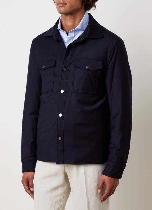 Oscar Jacobson Gewatteerd overshirt van wol met borstzakken