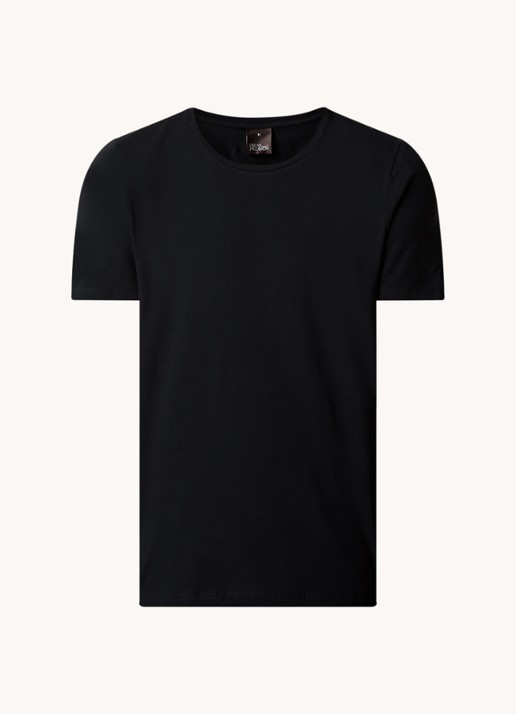 Oscar Jacobson Kyran T-shirt met stretch - voorkant 2 zwart