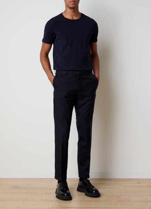 Oscar Jacobson Kyran T-shirt met stretch - voorkant 3 donkerblauw