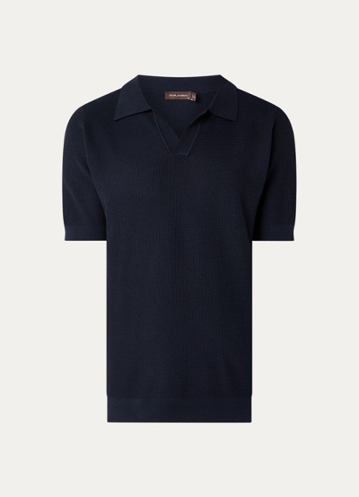 Oscar Jacobson Patrick regular fit polo - voorkant donkerblauw