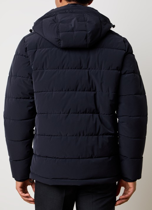 Oscar Jacobson Puffer jack met afneembare capuchon - achterkant 4 donkerblauw