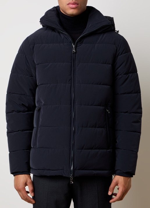Oscar Jacobson Puffer jack met afneembare capuchon - detail donkerblauw