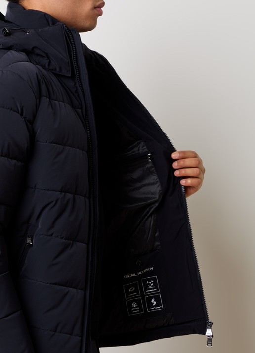 Oscar Jacobson Puffer jack met afneembare capuchon - detail 3 donkerblauw