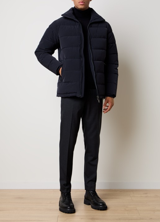 Oscar Jacobson Puffer jack met afneembare capuchon - voorkant 6 donkerblauw