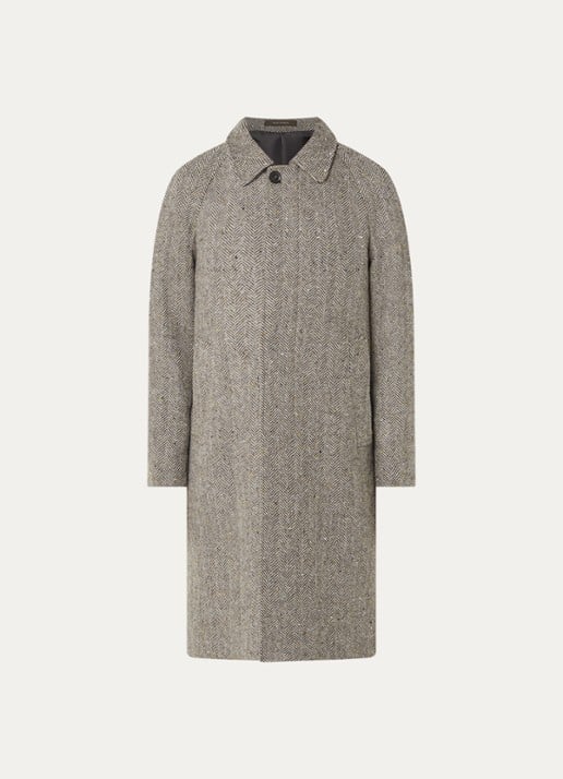 Oscar Jacobson Raglan mantel in wolblend met steekzaken