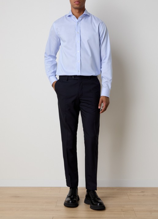 Oscar Jacobson Regular fit overhemd met gestreepte print - voorkant 3 lichtblauw