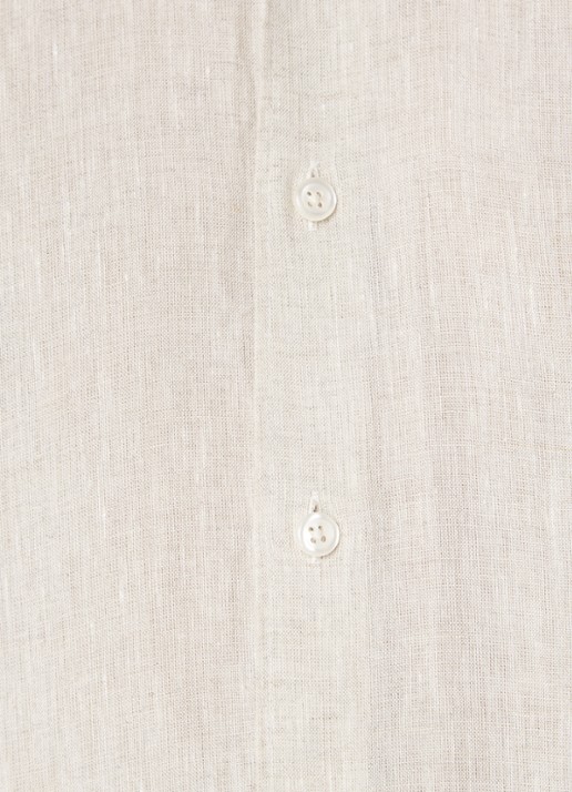 Oscar Jacobson Regular fit overhemd van linnen met button down-kraag - detail 6 beige