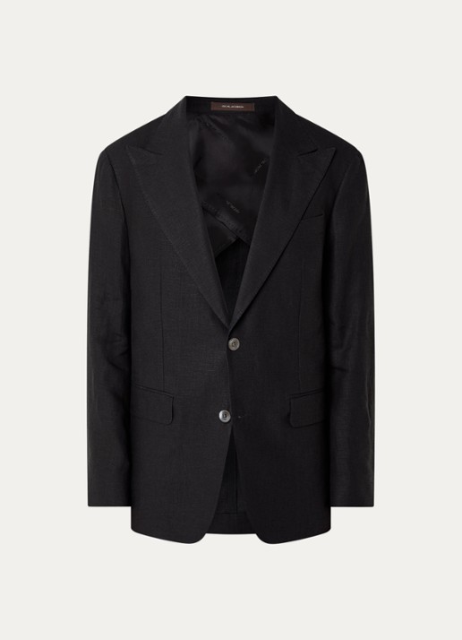 Oscar Jacobson Rufus regular fit colbert met klepzakken - voorkant zwart