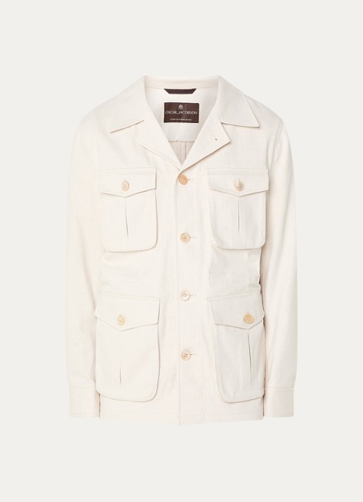 Oscar Jacobson Sirolo jack met borstzakken - voorkant beige