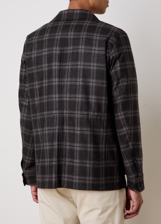 Oscar Jacobson Sirolo overshirt in wolblend met borstzakken - achterkant 4 donkerbruin