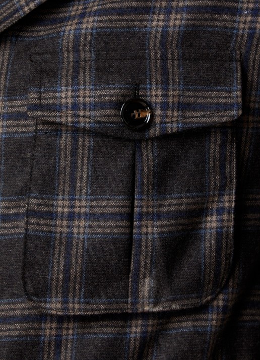 Oscar Jacobson Sirolo overshirt in wolblend met borstzakken - detail 3 donkerbruin