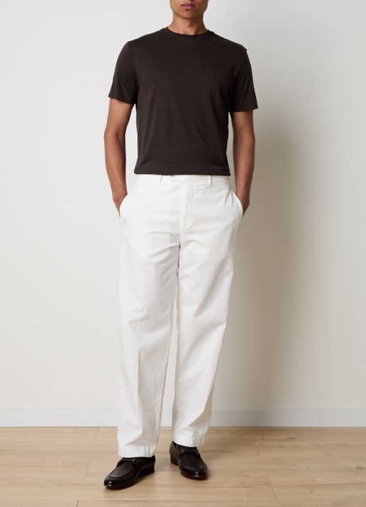 Oscar Jacobson Tanker straight fit chino met steekzakken - voorkant 2 gebroken wit