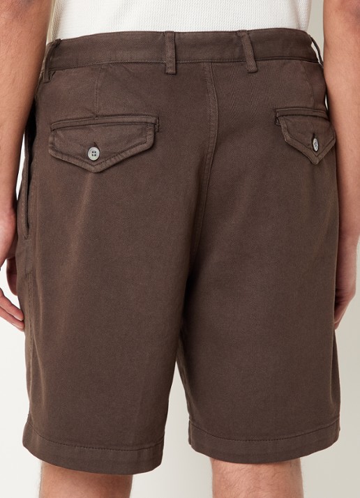 Oscar Jacobson Tanker straight fit korte broek met steekzakken - achterkant donkerbruin