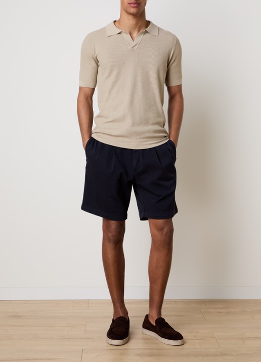 Oscar Jacobson Tanker straight fit korte broek met steekzakken - voorkant 5 donkerblauw