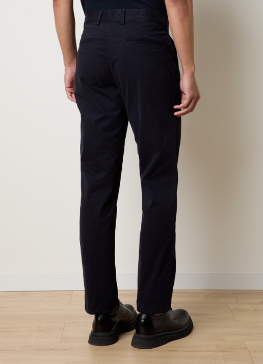 Oscar Jacobson Tapered fit chino met steekzakken  - achterkant 6 donkerblauw