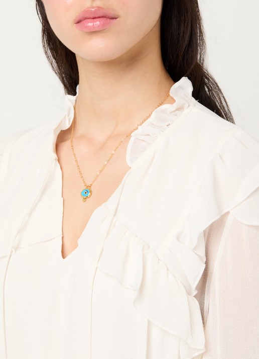 Ottoman Hands Alara Evil Eye ketting verguld - voorkant 6 goud