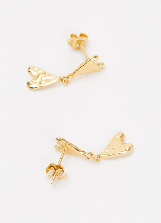 Ottoman Hands Double Heart oorstekers verguld - detail goud