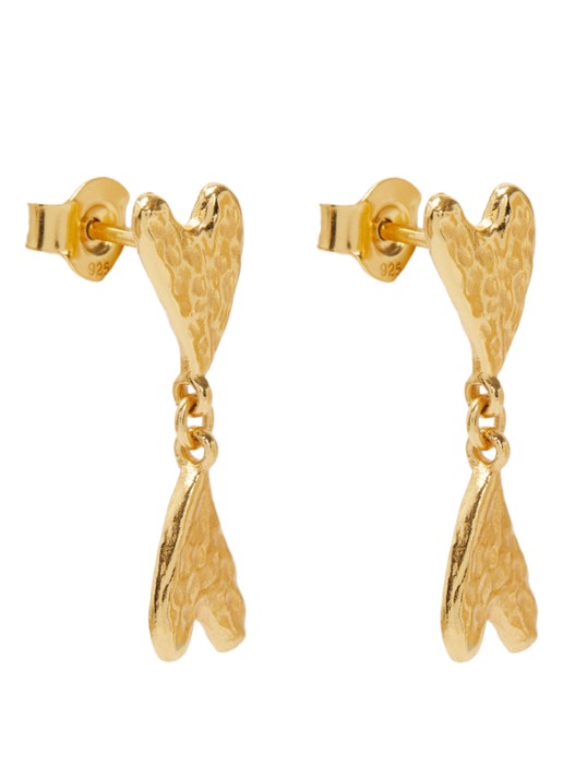 Ottoman Hands Double Heart oorstekers verguld