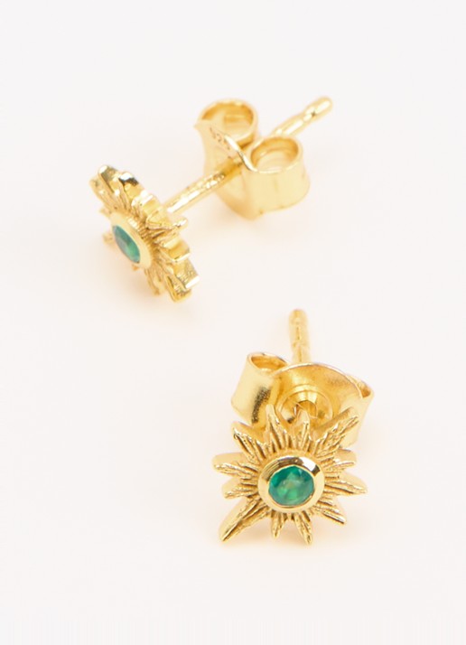 Ottoman Hands Emerald Star oorknopjes verguld - detail goud
