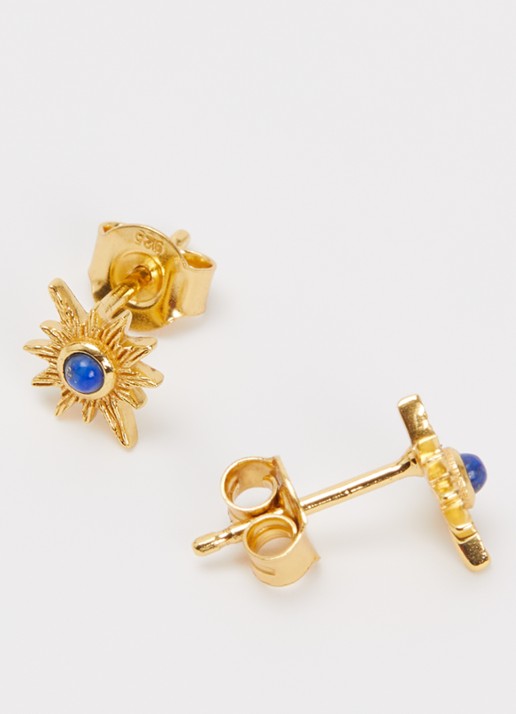 Ottoman Hands Lapis Star oorknopjes verguld - detail goud