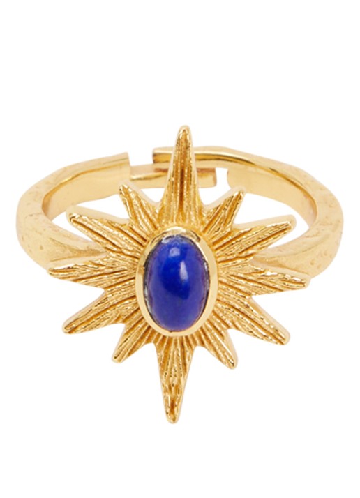 Ottoman Hands Lapis Star ring verguld