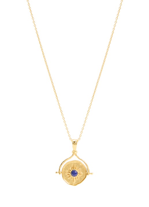 Ottoman Hands Lapis Sun Rotating ketting verguld