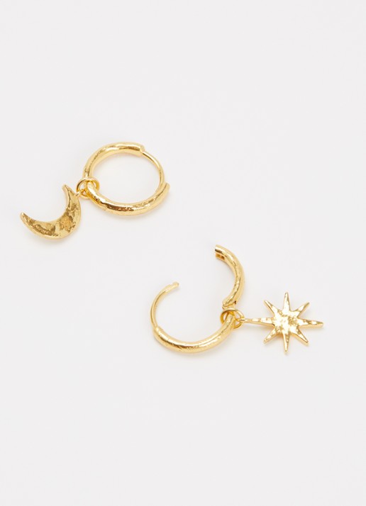 Ottoman Hands Moon and Star oorringen verguld - detail 3 goud