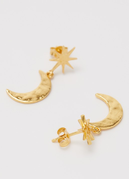 Ottoman Hands Moon and Star oorstekers verguld - detail goud